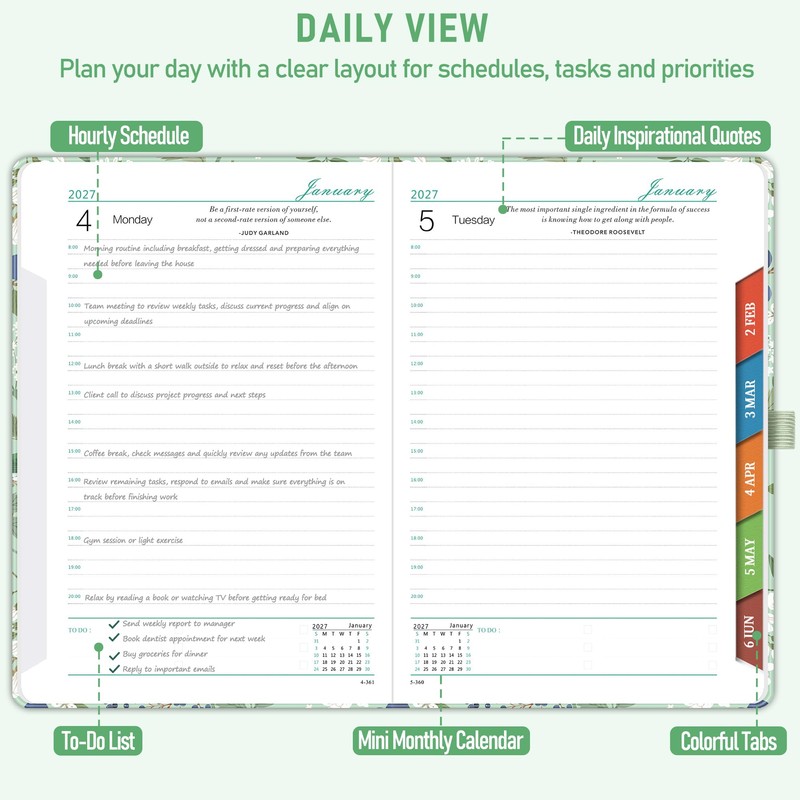 ZXHQ 2027 Diary Page a Day A5, Full Year Daily