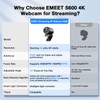 EMEET S600 4K Webcam for Streaming - Sony 1/2.5'' Sensor,