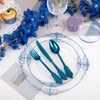 Hioasis 175PCS Clear and Dark Blue Plastic Plates, Blue Disposable