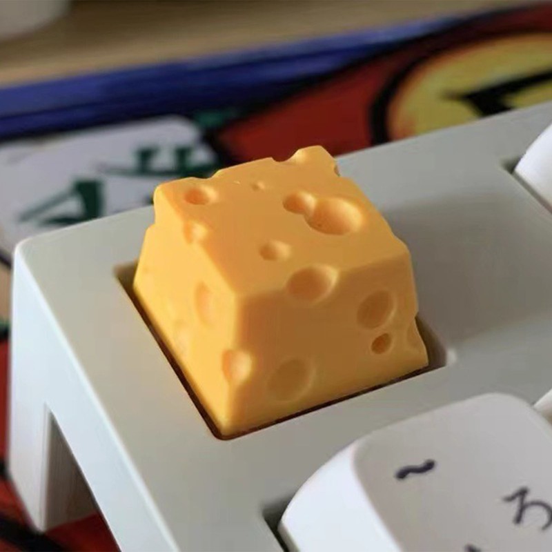 Resin Keycap Lovely Cheese Style Hand Painted Exquisite Details Durable