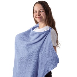 Nursing Cloth Nursing Apron, Soft and Breathable Nursing Scarf Cotton Nursing Apron for On the Go Nursing Cover Gifts for Mother, Blue purple