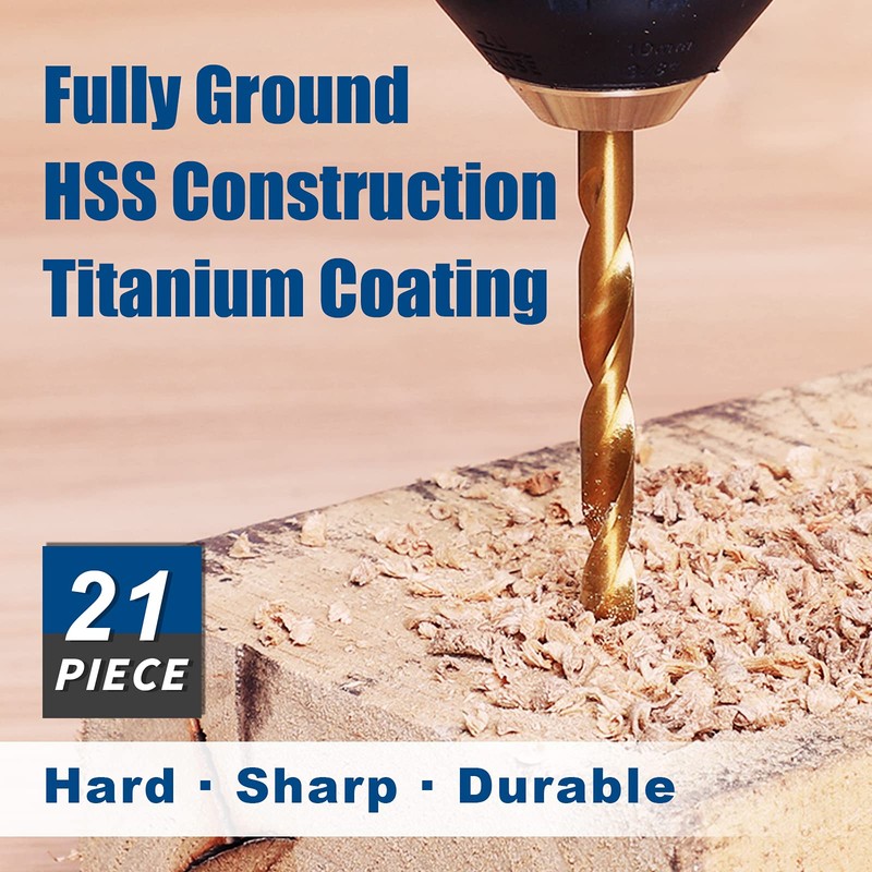 COMOWARE Impact Drill Bit Set - 21 Pcs Hex Drill