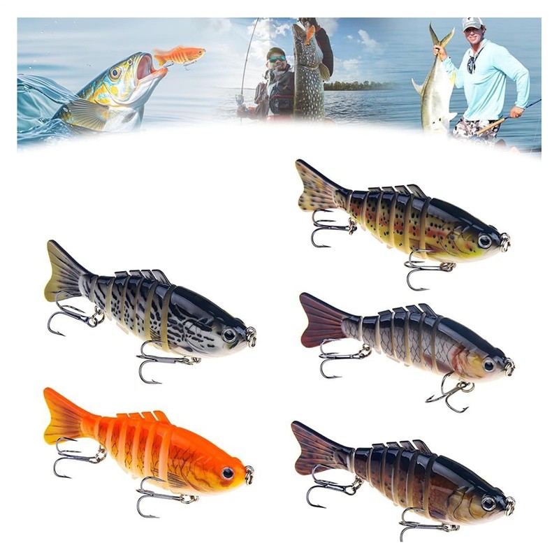Trout Lures | Swim Bait Lures,5X Robotic Seven Joint Gear
