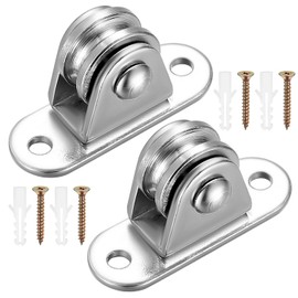 Small Pulley Block Pulley Rope Pulley, Set of 2, Stainless Steel Rope Guide, Fixed Pulley Wheel, Stainless Steel Pulley, Labor Saving Pulley Roller, Cargo Transportation, Construction, Climbing,
