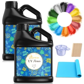 Bsrezn 2000g Bulk UV Resin Kit Hard, Crystal Clear Large UV Cure Epoxy Resin Kit Premixed Resina UV Transparent Solar Activated Glue for Jewelry Making Fast Curing 2KG with 12 Colors Mica Powder
