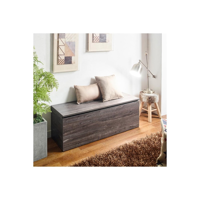 Klair Living Dean Farmhouse Wood Storage Bench in Rustic Gray