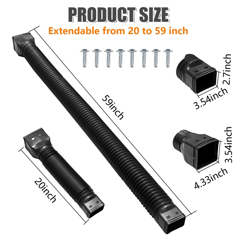 Ausla Rain Gutter Extension, 20in-59in Telescopic Prevents Flooding Rain Gutter