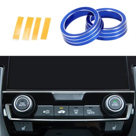 TUCKBOLD AC Air Conditioner Climate Heater Control Switch Knob Cover Ring for Honda Civic 10th Gen 2016-2020 Sturdy | Interior Decal Trim Blue 2 Pcs