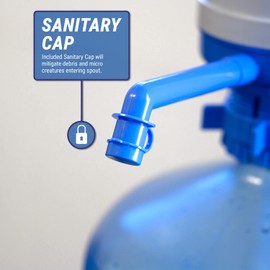 Dolphin Manual Water Pump for 5 Gallon Bottles, Fits 2-6 Gallon Bottles, Blue Manual Hand Pressure Water Dispenser, Press Pump with an Extra Short Tube, Sanitary Cap, BPA-Free