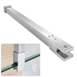 Shower Door Top Support Bar Rod, Length 17.7"-31.9"(451mm-811mm), to Fix 5/16"(8mm) to 3/8"(10mm) Thick Frameless Glass Panel, Polished Chrome