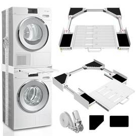 Kiss Core Washer Dryer Stacking Kit, Universal Washer Dryer Stacking Kit with Pull-Out Sliding Plate, Adjustable 29"-21" Stacking Kit for Washer and Dryer with Ratchet Strap