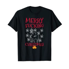 Merry Christmas Humour Offensive Ugly Sweater for Adults T-Shirt, black