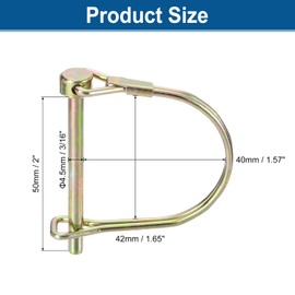 sourcing map 4Pcs 11/16" x 2" Linch Pin with Ring, Trailer Pins Round Linch Pins for Boat Kayak Canoe Trailer Tractor Trolley, Golden