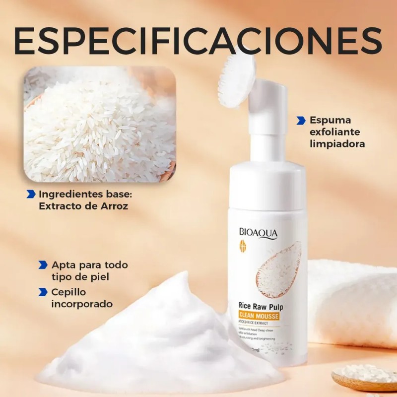 Bioaqua Limpiador Facial De Arroz 120ml Exfoliante Cepillo