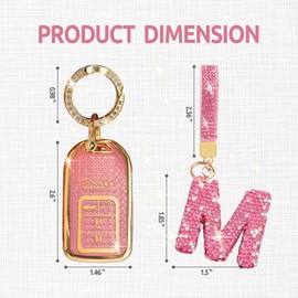 Key Fob Cover with Bling Rhinestone Large Letter Keychain, Soft TPU Case Shell, Car Accessories for Women Key Protector for 2015-2022 Accord Civic CRV Pilot Odyssey (M)