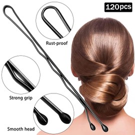 Black Hair Pins 120Pcs Bobby Pins for Women Girls Kirby Grips Hair Grips for Styling Sectioning, Wearing, Casual, Party, Travel, Weddings 4cm