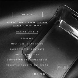 BINO | Plastic Storage Bins, X-Large - 12 Pack | THE SOHO COLLECTION | Multi-Use Organizer Bins | Built-in Handles | BPA-Free | Pantry Organization | Home Organization | Fridge Organizer | Freezer Org