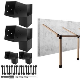 VEVIVOOVY 3-Way 30 Degree Pergola Brackets,L-Shaped Right Angle Corner Bracket for 4"x4"(Actual:3.5"x3.5") Indoor & Outdoor Wood Beam,DIY Slant Bracket for Pavilion,Gazebo,Porch,Deck,Cabin (4Pack)