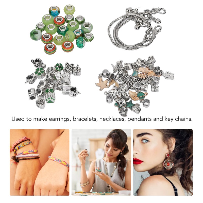 Charm Bracelet Making Kit Basic Bracelets Colored Beads Pendants Jewelry