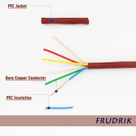 FRUDRIK Thermostat Wire - Solid Copper 18 Gauge - CL2- Power Circuit Cable (18/6Brown, 50ft)