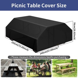 RICHIE Picnic Table Cover, Heavy Duty 420D Oxford Fabric Outdoor Picnic Table Bench Cover, 183x145x76cm Waterproof Garden Furniture Covers Protect Patio & Rattan Furniture