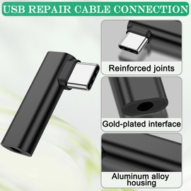 HATMINI 90 Degree USB C to 3.5mm Headphone Adapter,90 Degree Type C Male to 3.5mm Female Aux Audio Dongle Converter,for Devices with Type-C Interface (A)