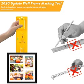 Picture Hanging Tool for Easy Making Position, Built- in 2 Levels, Picture Frame Wall Hangers Kit for Clocks/Mirrors/Galleries/Artworks/Photos