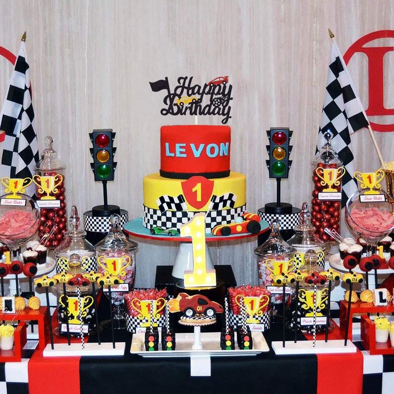 Decoración para tarta de cumpleaños para niños y niñas Auto