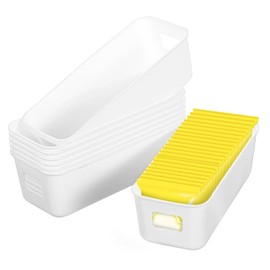 8-pack Plastic Storage Bins Thin Rectangular Storage Basket Set 8.85 X 3.54 X 2.75 in Narrow Organizer Boxes for Pantry under Sink Bathroom Shelves Closet Home