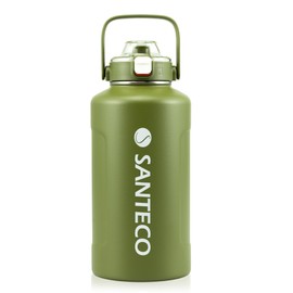 SANTECO ERIE Thermos Flask, Large Capacity, 63.9 fl oz (1,900 ml), Includes Straw, Direct Drinking, Sports Drinks, Carbonated Compatible, Stylish, Leak Proof Lock, Cold Retention, Easy to Clean,