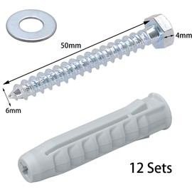 12 PCS Heavy-Duty Masonry Brick Wall Fixing Screws Bolts Anchors - Hex Self-Tapping Screws with Expansion Plugs and Washers for TV Mounts, Water Heaters, and Cabinet Installation (M6)
