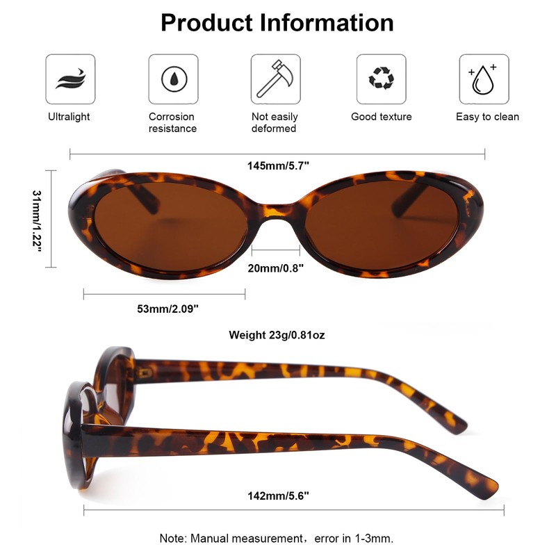 Laurinny Small Oval Sunglasses for Women Men Trendy 90s Retro