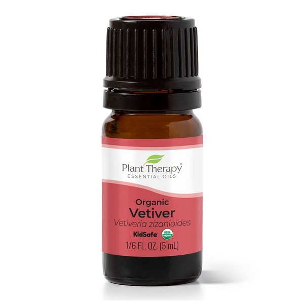 Plant Therapy Vetiver Organic Essential Oil 5 mL (1/6 oz) Pure, Undiluted, Therapeutic Grade