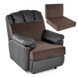 HOMBYS Foam Recliner Chair Cushions for Elderly, 4" Thick Chair Pads with Back Support for Office, Non-Slip Medium Firm Seat Cushion with Lumbar Pillow (Brown,13" Backrest)