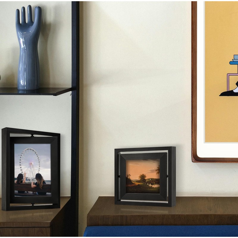 Gdfmsc 4x4 Rotating Picture Frame 2 Pack, Two-sided Viewing Display