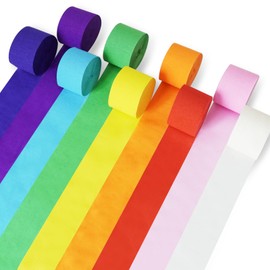 Mooshy 9 Rolls Crepe Paper Colourful 4.5 cm x 25 m Rainbow Crepe Paper Ribbon 9 Colours Party Crepe Tapes DIY Paper Streamer Crepe Tapes for Wedding Birthday Party Celebration Decoration