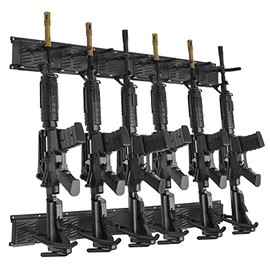 ROBUST Indoor Gun Racks for Wall Adjustable Gun Rack Wall Mount, Heavy Duty Steel Gun Stand and Shotgun Rifle Rack Gun Display Wall Mount (6-Slot)