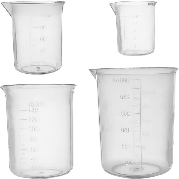 Plastic Graduated Beakers Transparent Lab Measuring Cup 50ml / 100ml