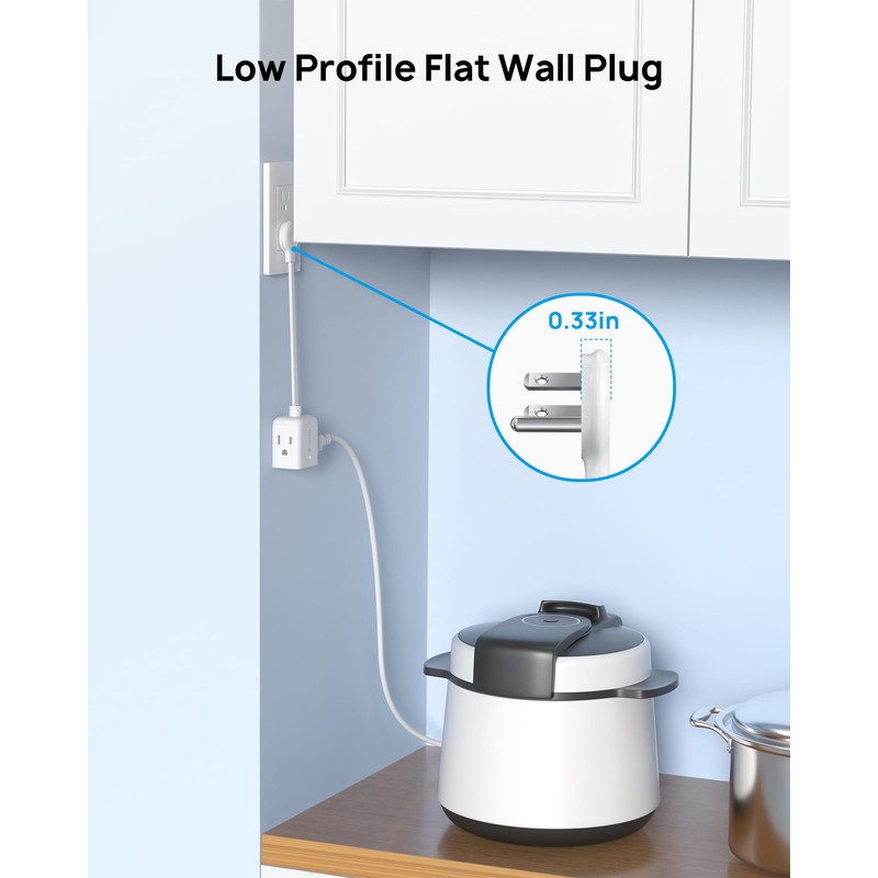 TROND Flat Outlet Extender with 6 Inch Cord - ETL
