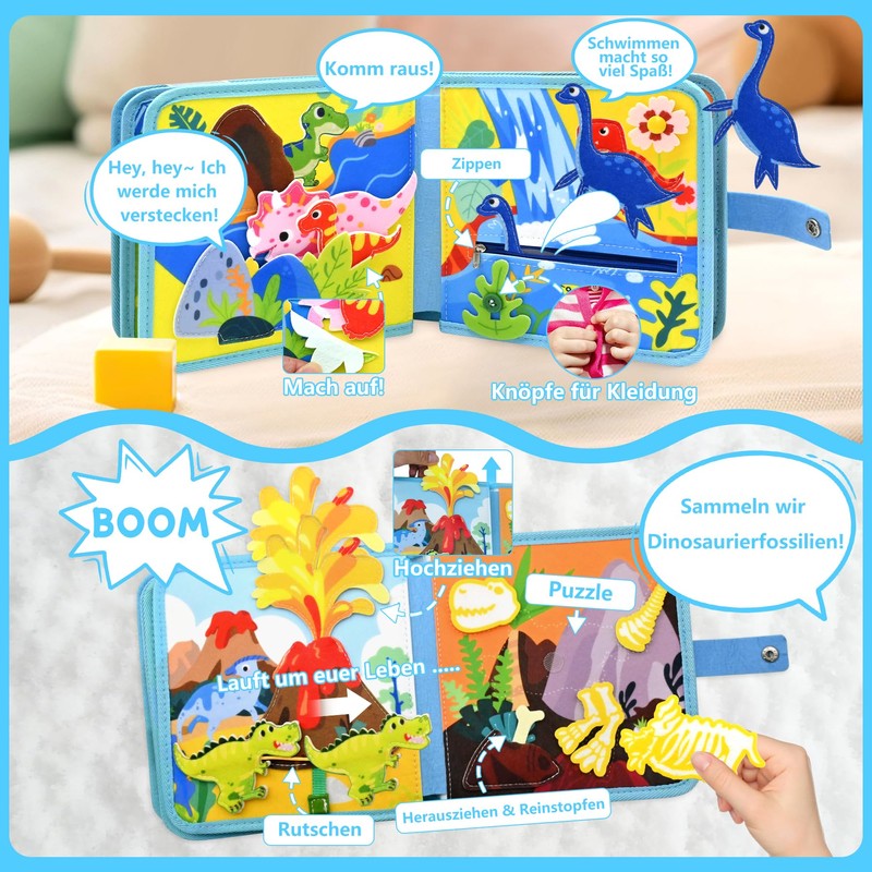 Meafeng Busy Board from 1 2 3 Years, Dinosaur Theme