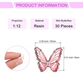 CoCud Mini Resin Butterflies, 0.31" Length, Resin Miniature Dollhouse Accessories Red - (Applications: for Crafts Nail Art Fairy Micro Landscaping Ornament) 30-Pieces