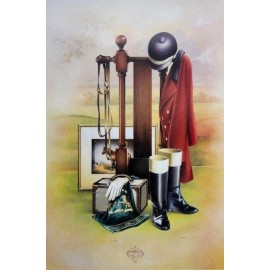 Michael Scaraglino "Equestrian Illustration" Custom FRAMED Horse Jockey Art NEW!