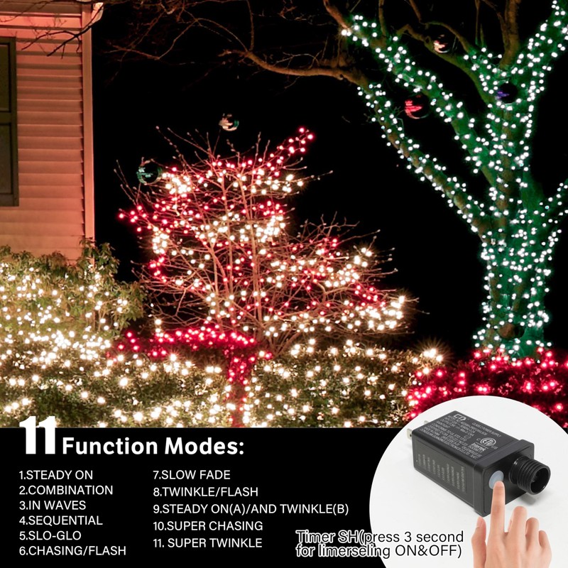 LAMPHOME 66ft St Patrick's Day Decorations String Lights,200 LED Green