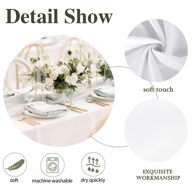 Vnituasr 2 Pack White Tablecloths Rectangle, 60 x 102 Inch