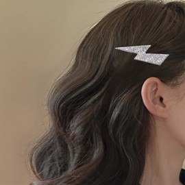 Yheakne Vintage Crystal Thunder Hair Clip CZ Lighting Stud Hair Clip Silver Rhinestone Pin CZ Hair Clip Headpiece Decorative Headwear Hair Accessories for Women and Girls (Silver)