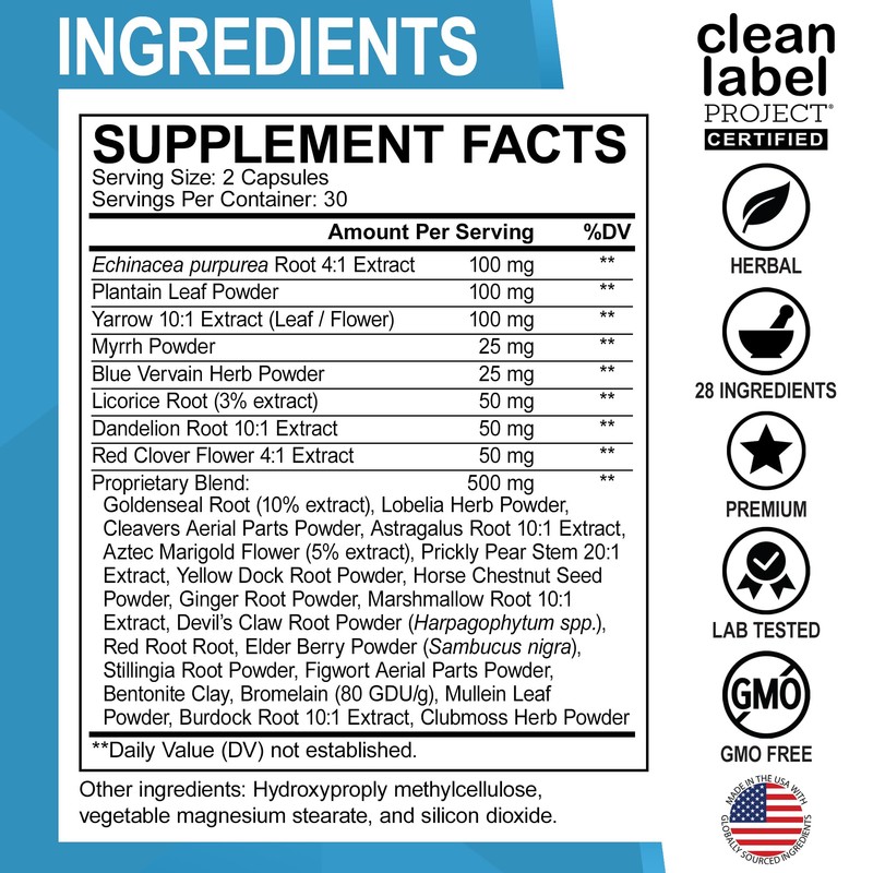 Lymphatic Drainage Supplements Pills - Lymphatic Support Total Herbal Cleanse