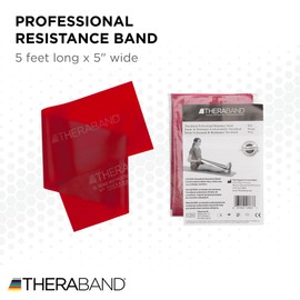 THERABAND Professional Resistance Band, Red Level 2 Medium, 5 ft Exercise Band for Physical Therapy, Strength Training, Upper and Lower Body Workouts, Yoga and Pilates