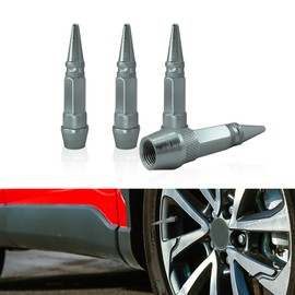 Lyxheth 4PCS 45 mm Spiked Style Tire Valve Stem Caps, Tire Air Caps, Universal Aluminium Alloy Dustproof Tire Valve Stem Covers, Heavy Duty Tire Caps Car Accessories for Cars (Gray, 45mm)