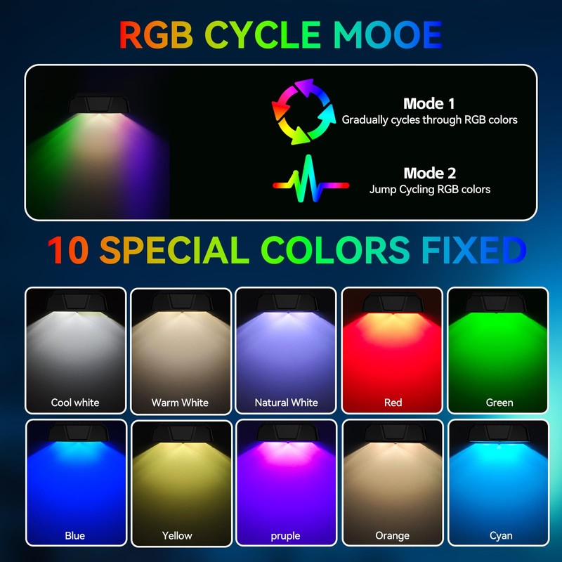 Solar Powered Color Changing LED Light Waterproof Outdoor 10 Modes