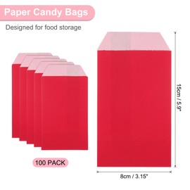 Uxcell 100 Red Kraft Paper Treat Bags, 6" x 3" Greaseproof, Disposable, Single-Ply Paper, Perfect for Cookies, Desserts, Snacks
